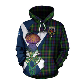 Farquharson Tartan Family Crest Cotton Hoodie Scottish Thistle Celtic Inspired