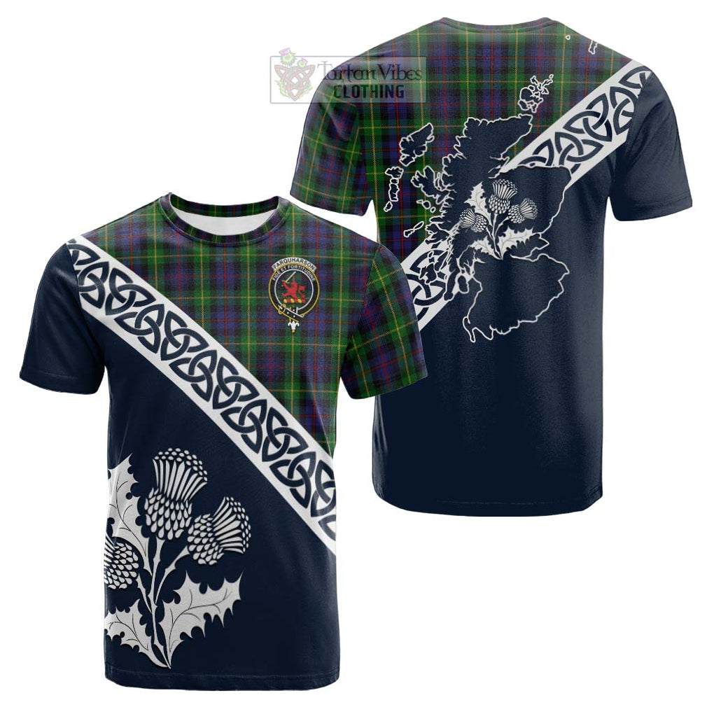 Farquharson Tartan Cotton T-shirt Featuring Thistle and Scotland Map Kid's Shirt - Tartan Vibes Clothing