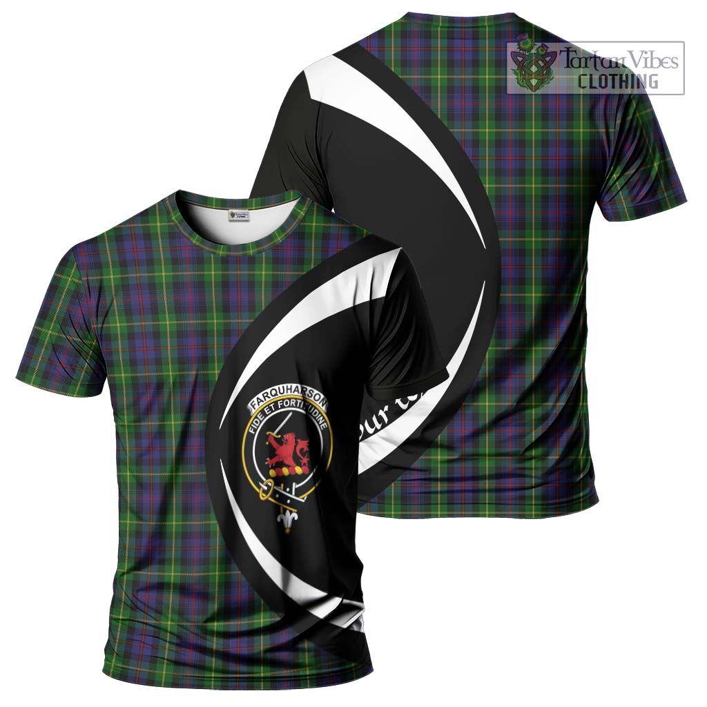 Tartan Vibes Clothing Farquharson Tartan T-Shirt with Family Crest Circle Style