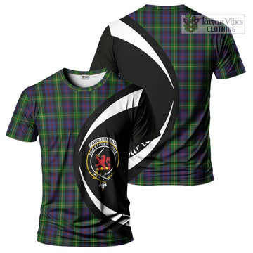 Farquharson Tartan T-Shirt with Family Crest Circle Style