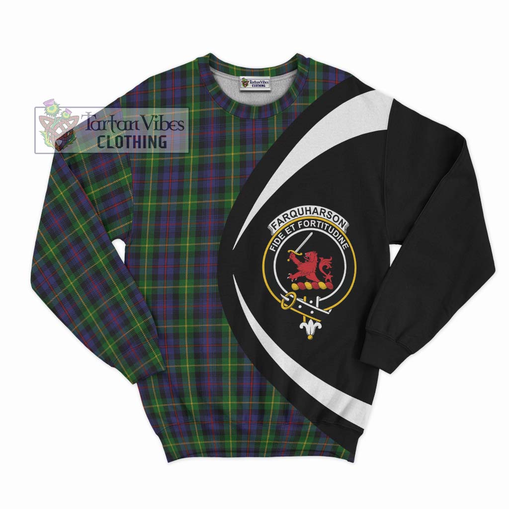 Farquharson Tartan Sweatshirt with Family Crest Circle Style Unisex - Tartan Vibes Clothing