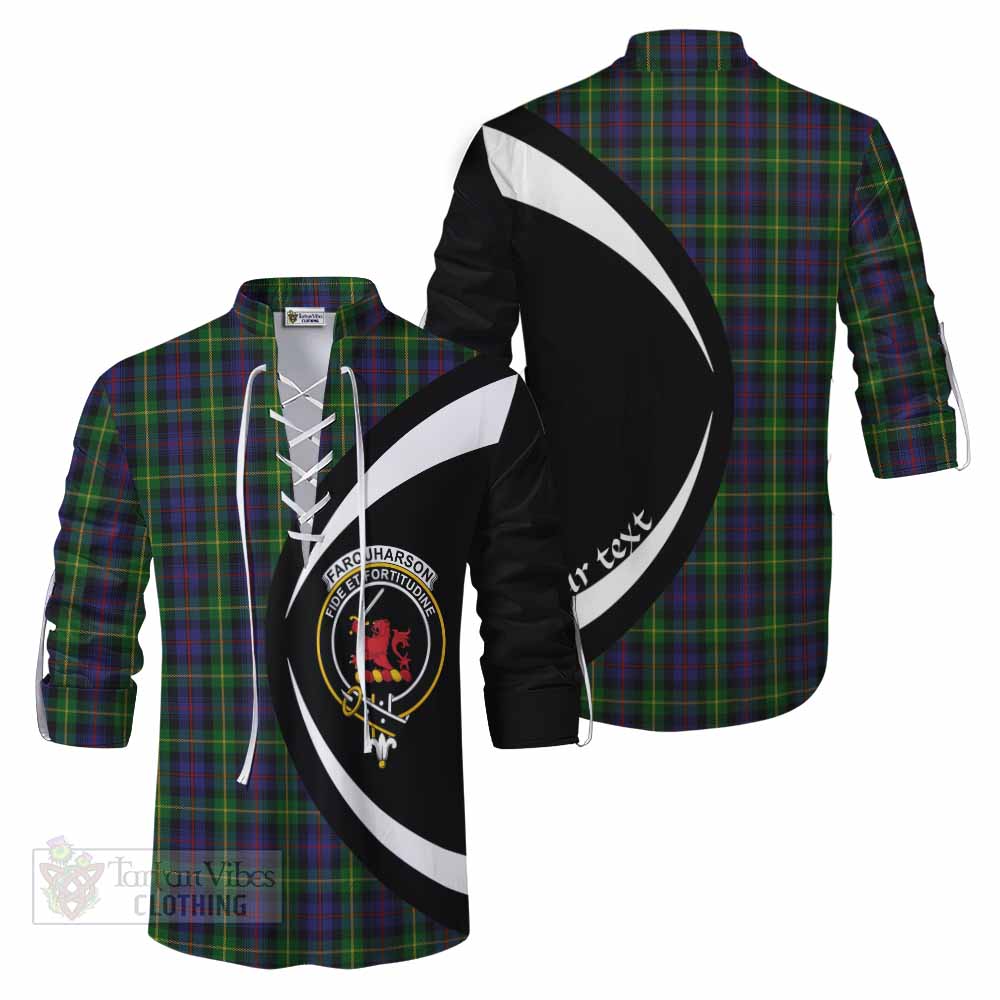 Tartan Vibes Clothing Farquharson Tartan Ghillie Kilt Shirt with Family Crest Circle Style