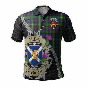 Farquharson Tartan Family Crest Polo Shirt Lion Rampant Royal Thistle Shield Celtic Inspired