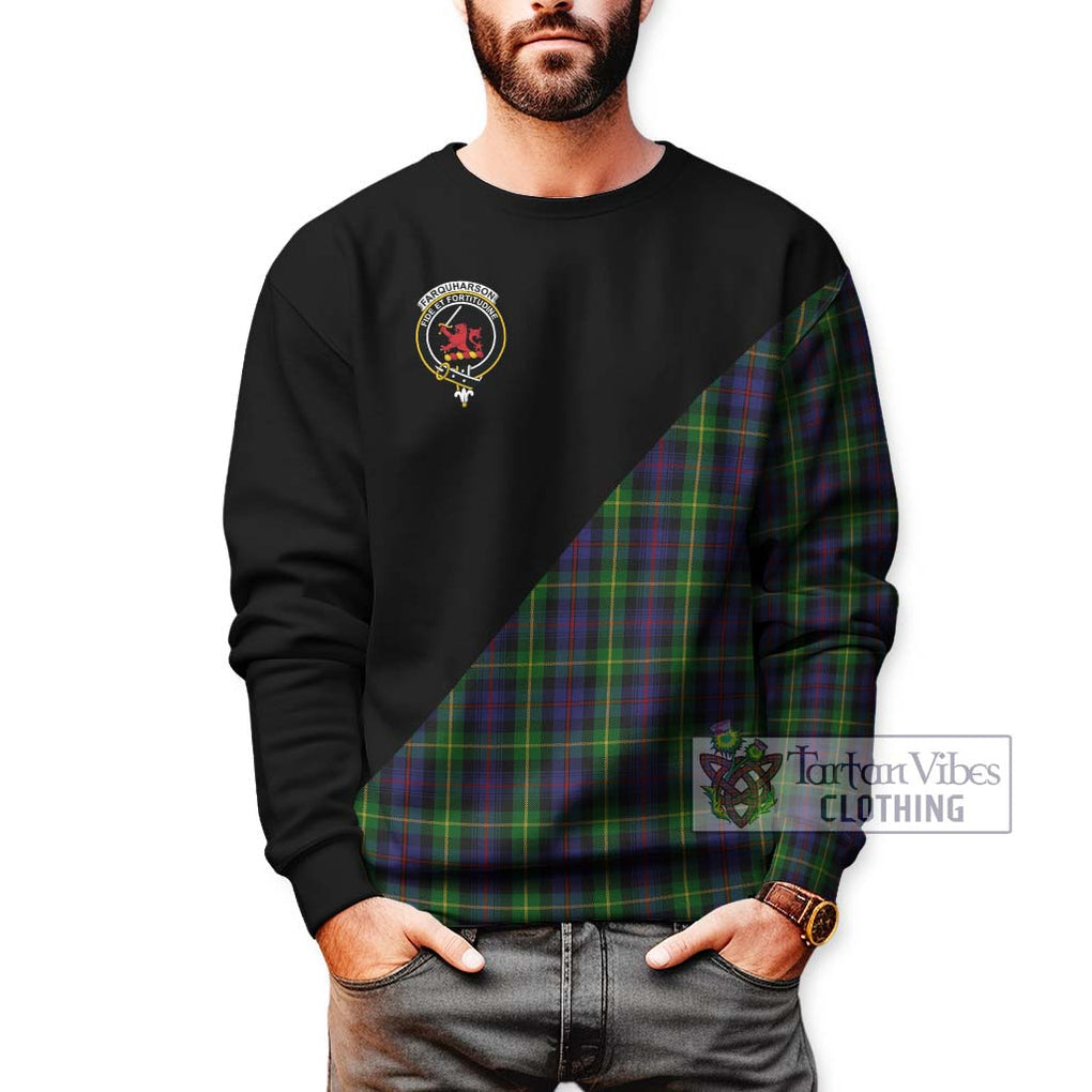 Farquharson Tartan Sweatshirt with Family Crest and Military Logo Style Unisex - Tartanvibesclothing Shop
