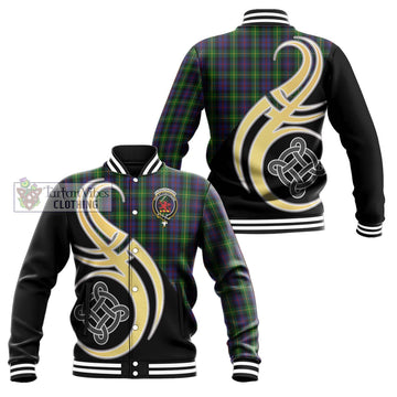 Farquharson Tartan Baseball Jacket with Family Crest and Celtic Symbol Style Unisex - Tartan Vibes Clothing