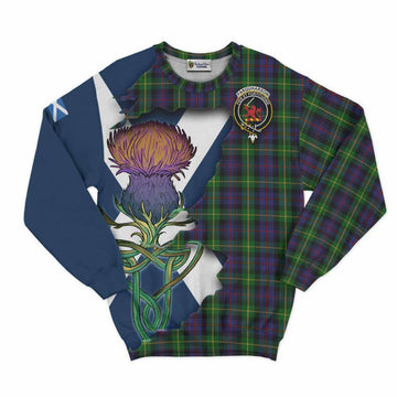 Tartan Vibes Clothing Farquharson Tartan Family Crest Sweatshirt Scottish Thistle Celtic Inspired