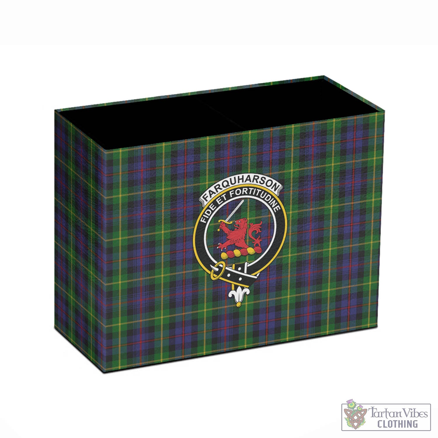 Tartan Vibes Clothing Farquharson Tartan Pen Holder with Family Crest