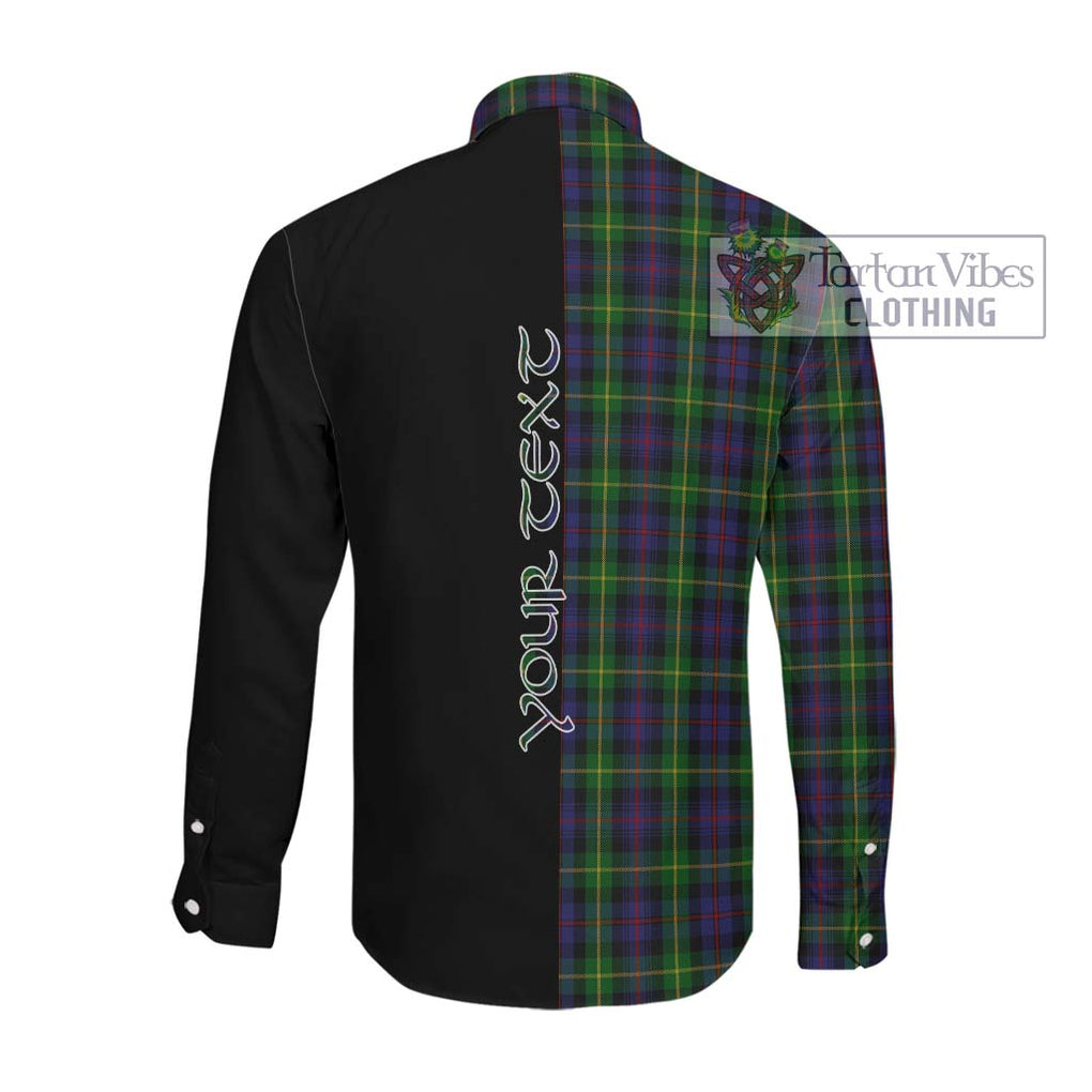 Farquharson Tartan Long Sleeve Button Shirt with Family Crest and Half Of Me Style Men's Shirt - Tartanvibesclothing Shop