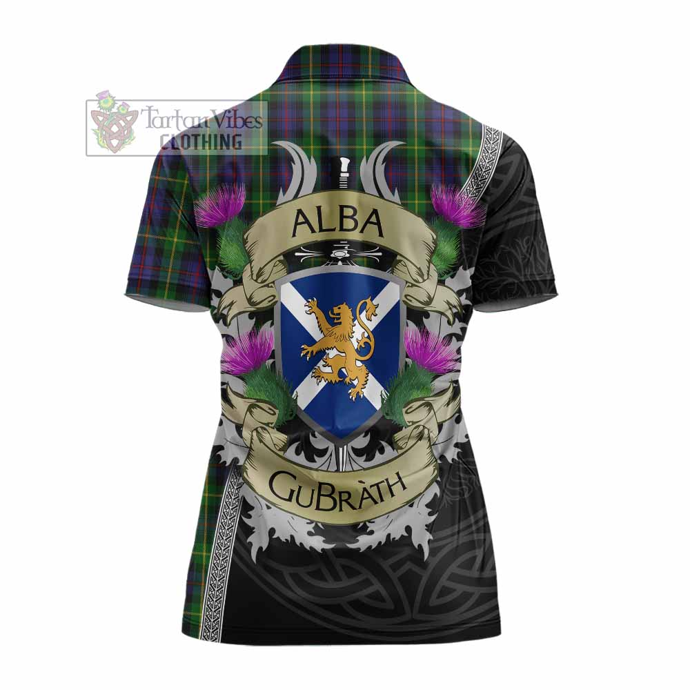 Tartan Vibes Clothing Farquharson Tartan Family Crest Women's Polo Shirt Lion Rampant Royal Thistle Shield Celtic Inspired