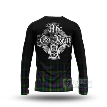 Tartan Vibes Clothing Farquharson Tartan Long Sleeve T-Shirt Featuring Alba Gu Brath Family Crest Celtic Inspired