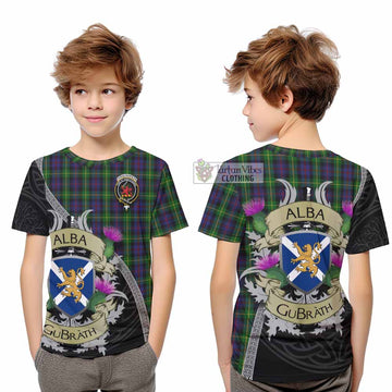 Farquharson Tartan Family Crest Kid T-Shirt Lion Rampant Royal Thistle Shield Celtic Inspired