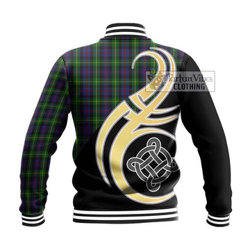 Farquharson Tartan Baseball Jacket with Family Crest and Celtic Symbol Style - Tartan Vibes Clothing