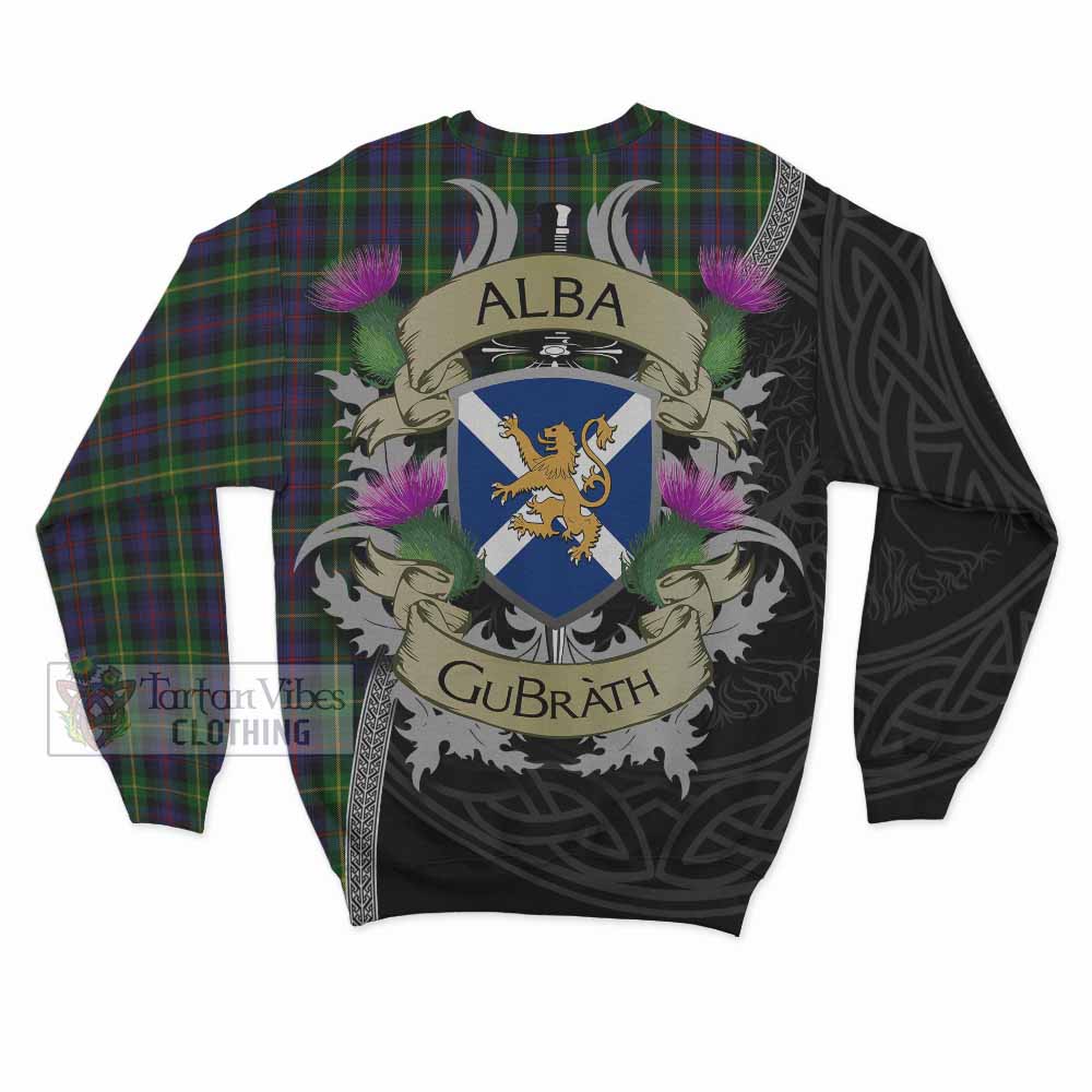 Tartan Vibes Clothing Farquharson Tartan Family Crest Sweatshirt Lion Rampant Royal Thistle Shield Celtic Inspired