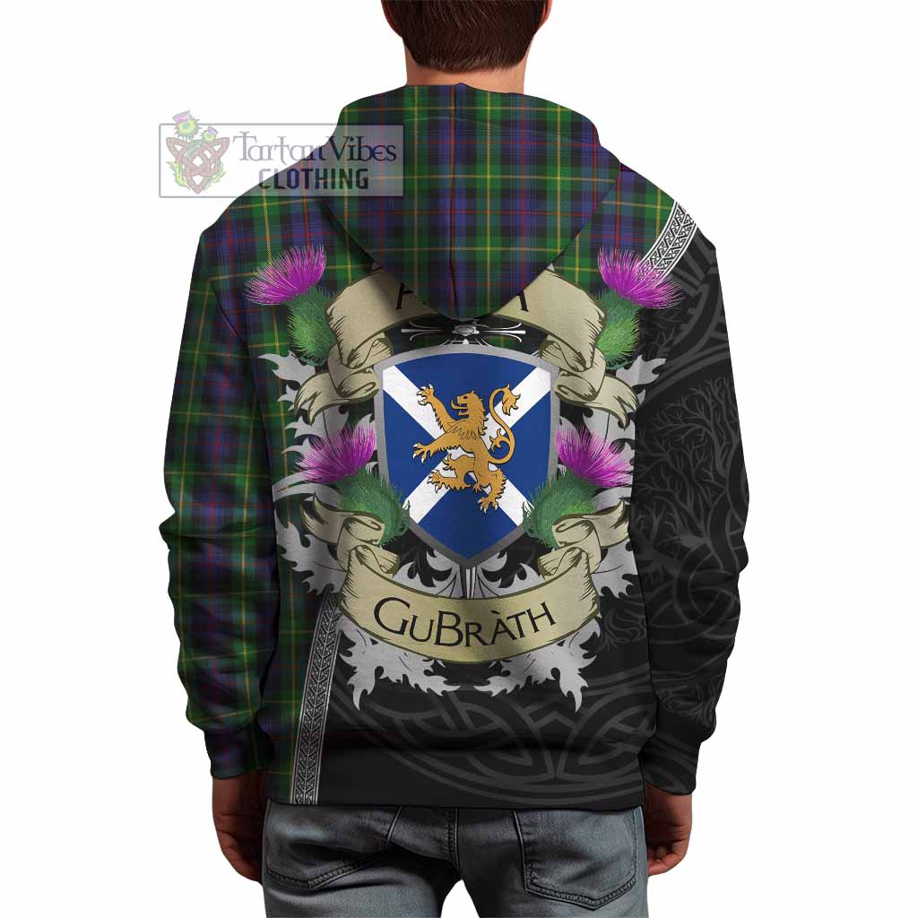 Tartan Vibes Clothing Farquharson Tartan Family Crest Hoodie Lion Rampant Royal Thistle Shield Celtic Inspired