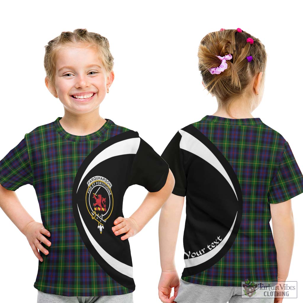 Farquharson Tartan Kid T-Shirt with Family Crest Circle Style - Tartan Vibes Clothing