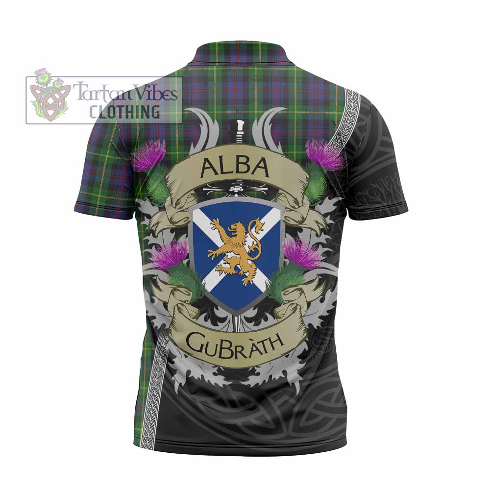 Tartan Vibes Clothing Farquharson Tartan Family Crest Zipper Polo Shirt Lion Rampant Royal Thistle Shield Celtic Inspired