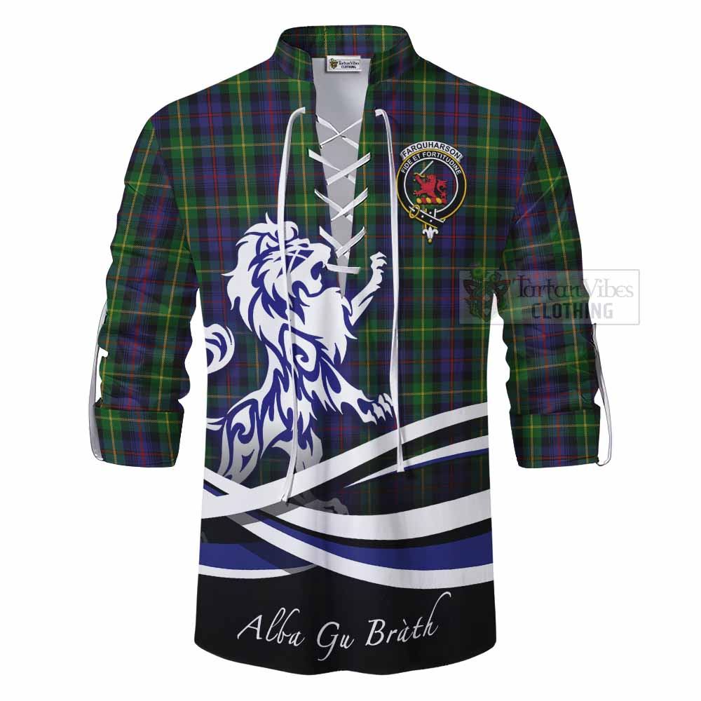 Tartan Vibes Clothing Farquharson Tartan Ghillie Kilt Shirt with Alba Gu Brath Regal Lion Emblem