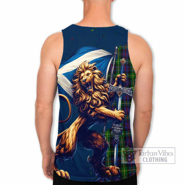 Farquharson Tartan Family Crest Men's Tank Top with Scottish Majestic Lion