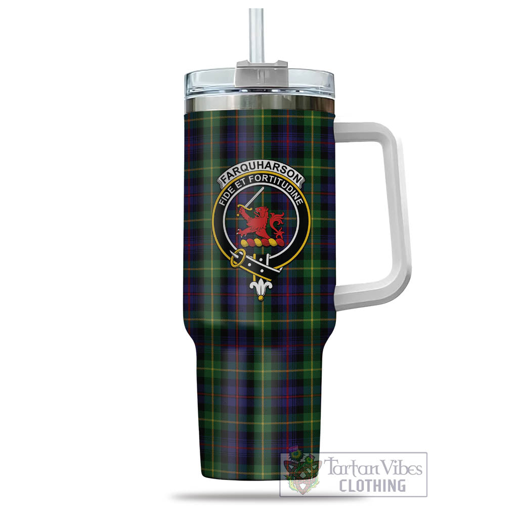 Tartan Vibes Clothing Farquharson Tartan and Family Crest Tumbler with Handle