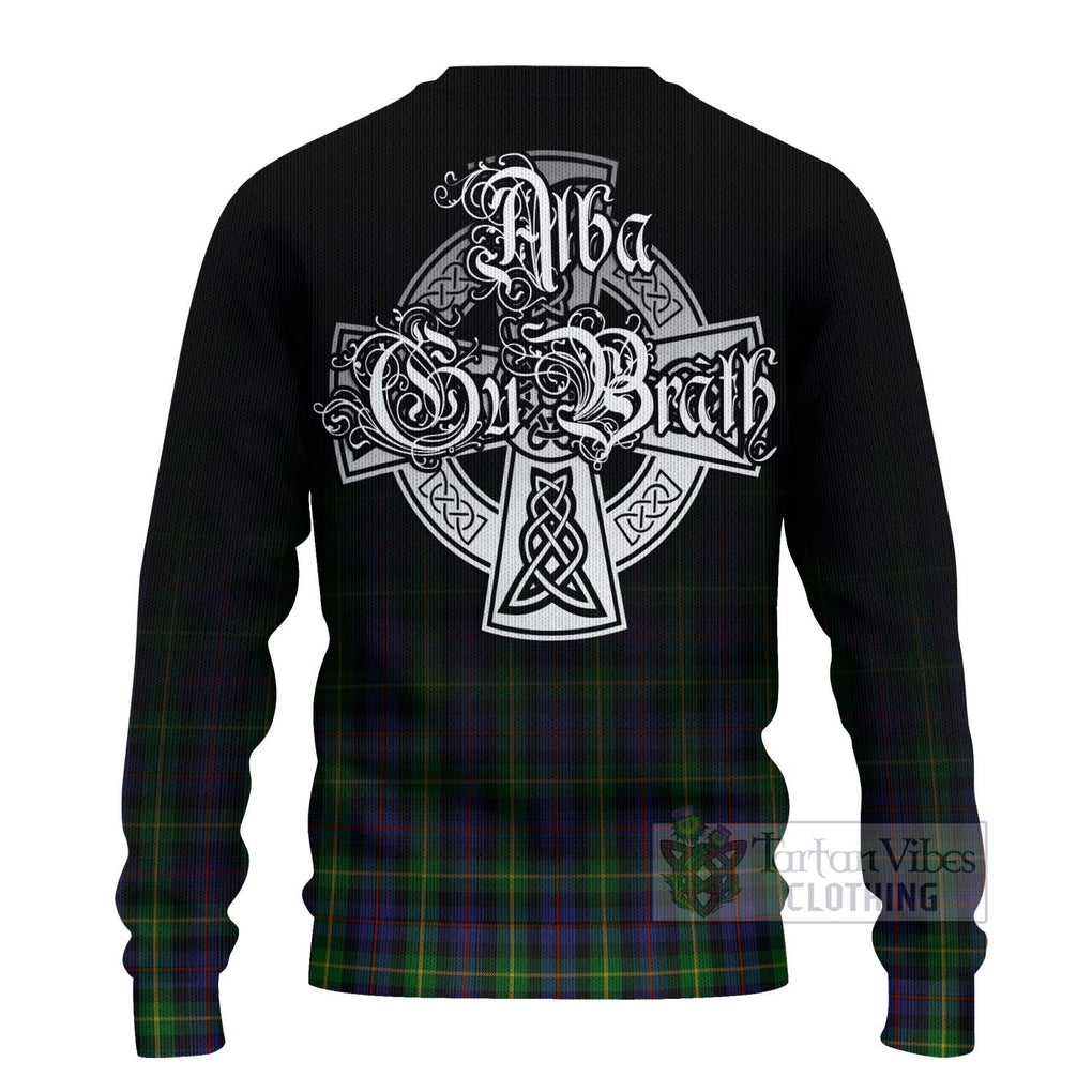 Tartan Vibes Clothing Farquharson Tartan Knitted Sweater Featuring Alba Gu Brath Family Crest Celtic Inspired