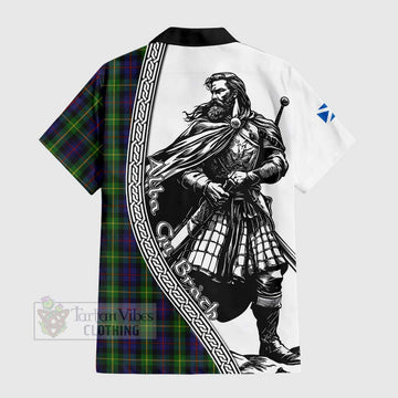 Farquharson Tartan Clan Crest Hawaiian Shirt with Highlander Warrior Celtic Style