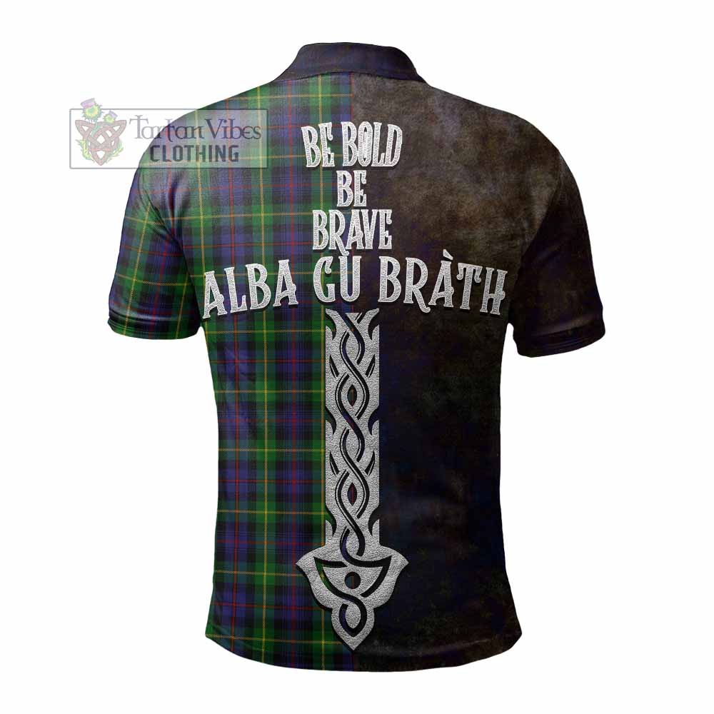 Tartan Vibes Clothing Farquharson Tartan Family Crest Polo Shirt Alba Gu Brath Be Brave Lion Ancient Style