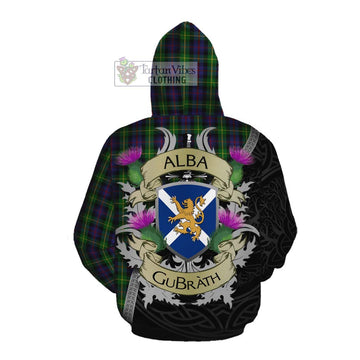 Farquharson Tartan Family Crest Cotton Hoodie Lion Rampant Royal Thistle Shield Celtic Inspired