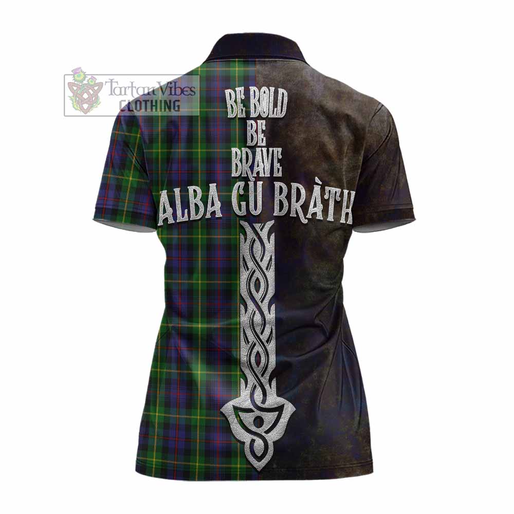 Tartan Vibes Clothing Farquharson Tartan Family Crest Women's Polo Shirt Alba Gu Brath Be Brave Lion Ancient Style