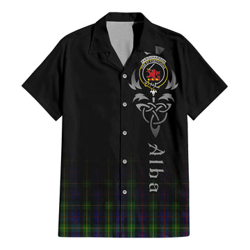 Farquharson Tartan Hawaiian Shirt Shirt Featuring Alba Gu Brath Family Crest Celtic Inspired