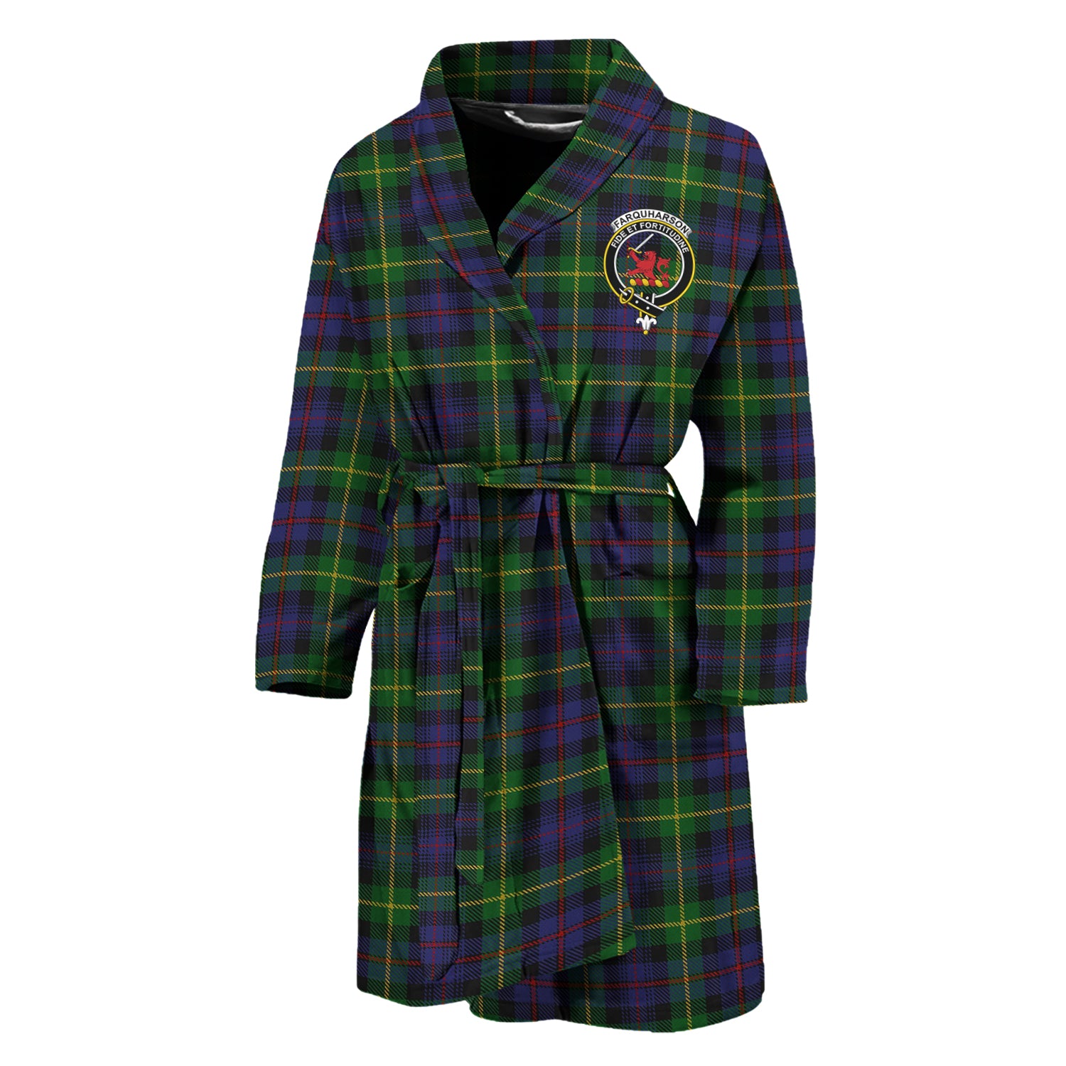 Farquharson Tartan Bathrobe with Family Crest Unisex M - Tartan Vibes Clothing