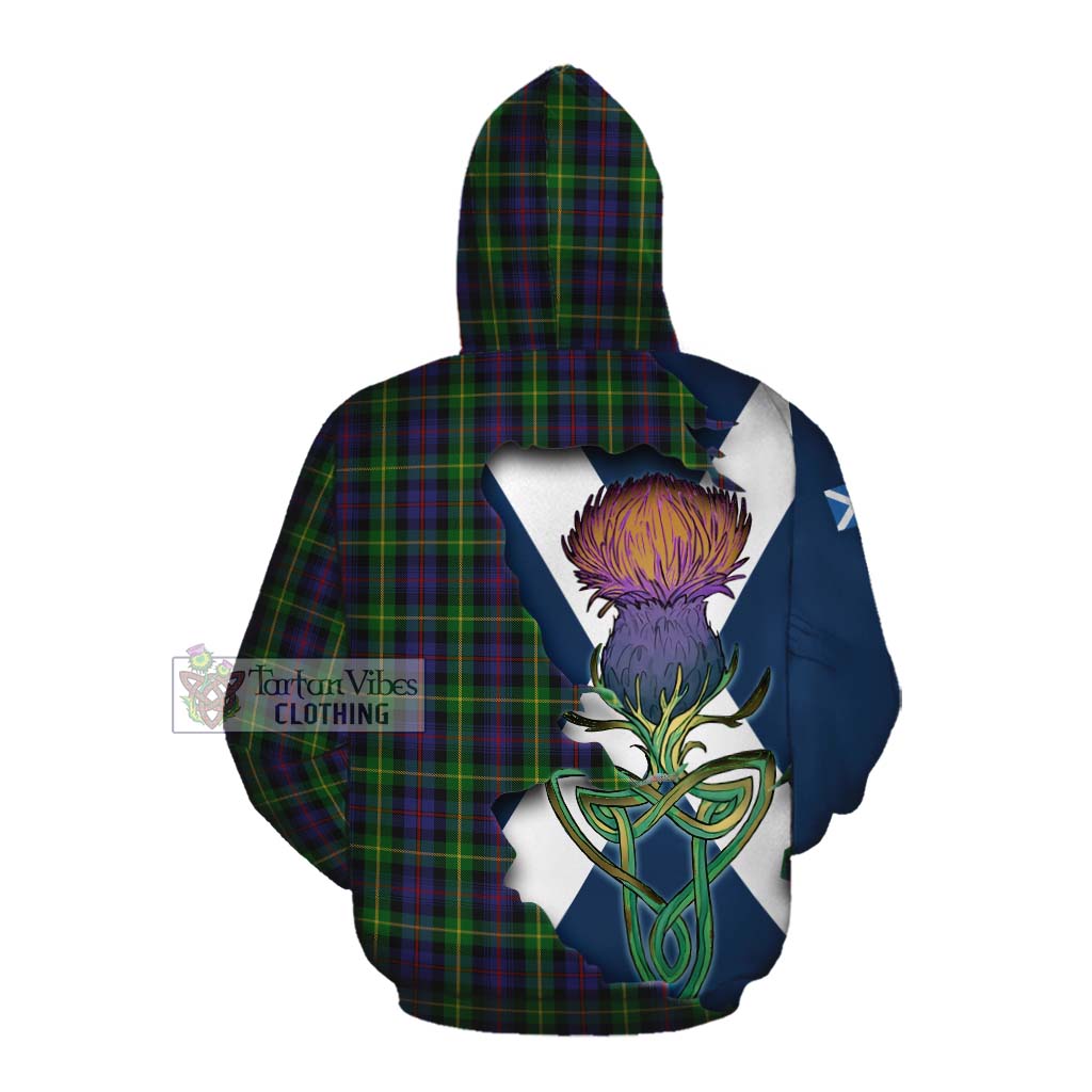 Tartan Vibes Clothing Farquharson Tartan Family Crest Cotton Hoodie Scottish Thistle Celtic Inspired