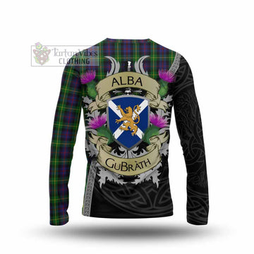 Tartan Vibes Clothing Farquharson Tartan Family Crest Long Sleeve T-Shirt Lion Rampant Royal Thistle Shield Celtic Inspired