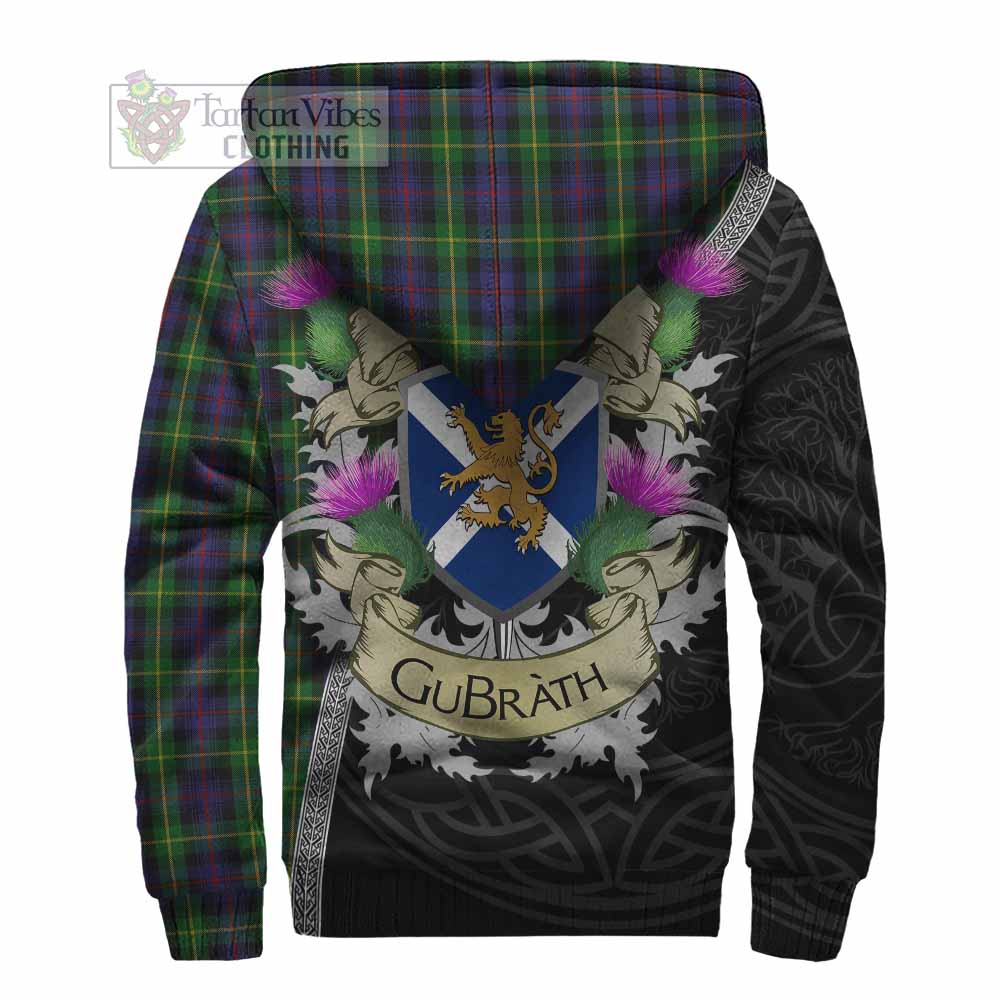 Tartan Vibes Clothing Farquharson Tartan Family Crest Sherpa Hoodie Lion Rampant Royal Thistle Shield Celtic Inspired