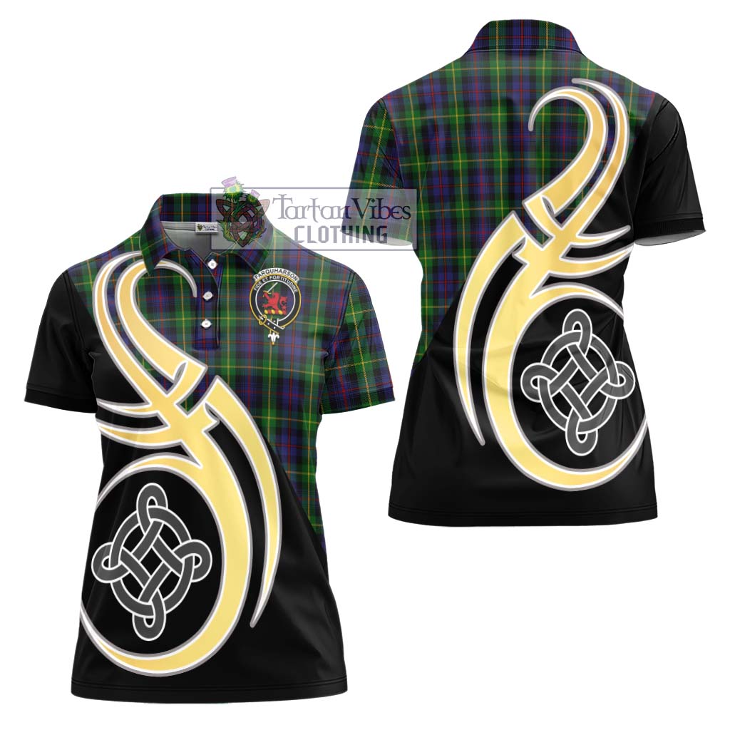 Farquharson Tartan Women's Polo Shirt with Family Crest and Celtic Symbol Style - Tartan Vibes Clothing