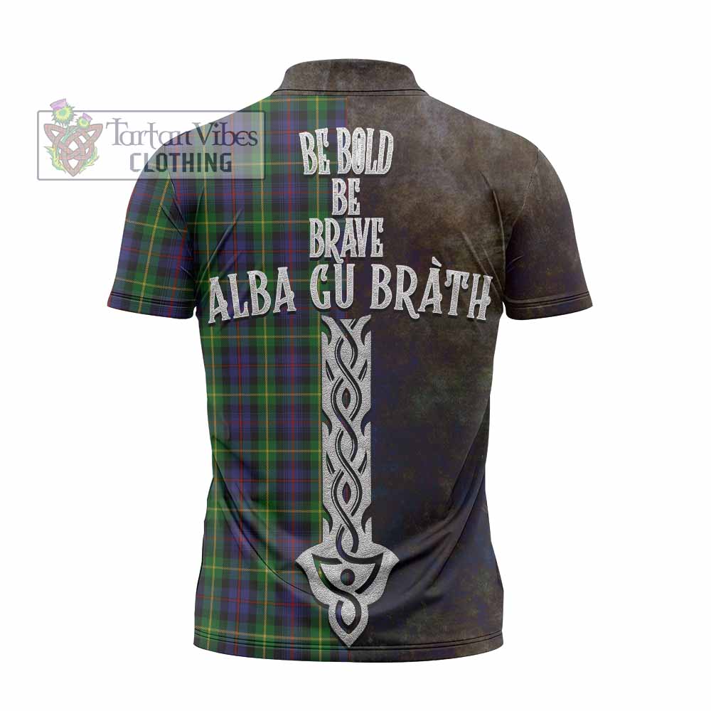 Tartan Vibes Clothing Farquharson Tartan Family Crest Zipper Polo Shirt Alba Gu Brath Be Brave Lion Ancient Style