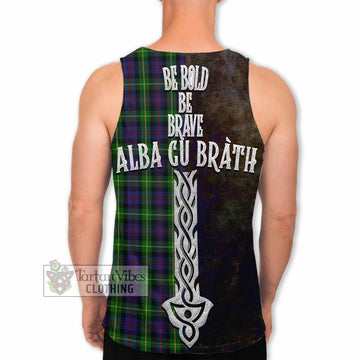 Farquharson Tartan Family Crest Men's Tank Top Alba Gu Brath Be Brave Lion Ancient Style