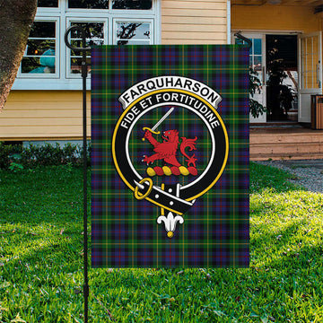Farquharson Tartan Garden Flag with Family Crest
