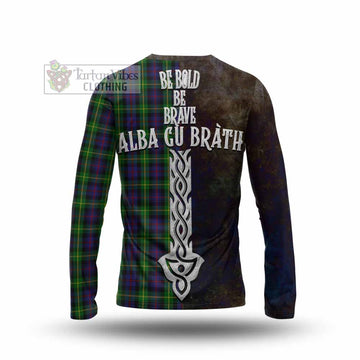 Farquharson Tartan Family Crest Long Sleeve T-Shirt Alba Gu Brath Be Brave Lion Ancient Style