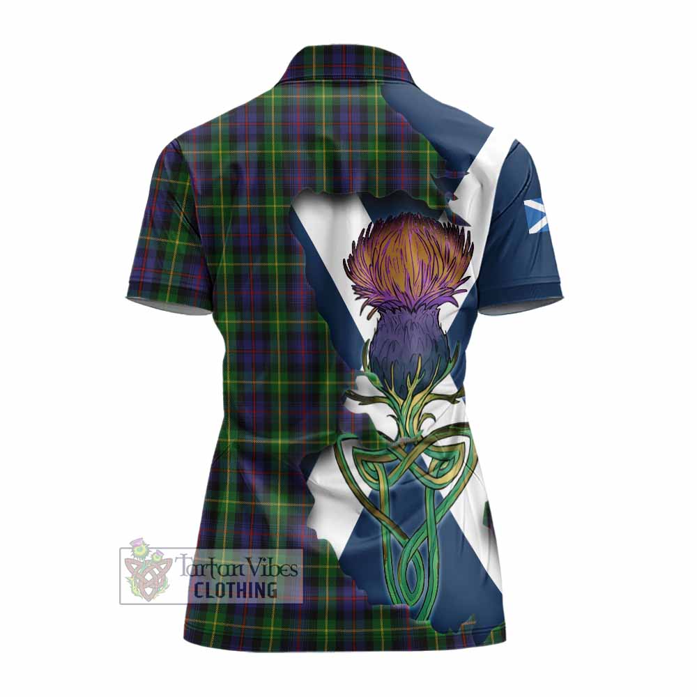 Tartan Vibes Clothing Farquharson Tartan Family Crest Women's Polo Shirt Scottish Thistle Celtic Inspired