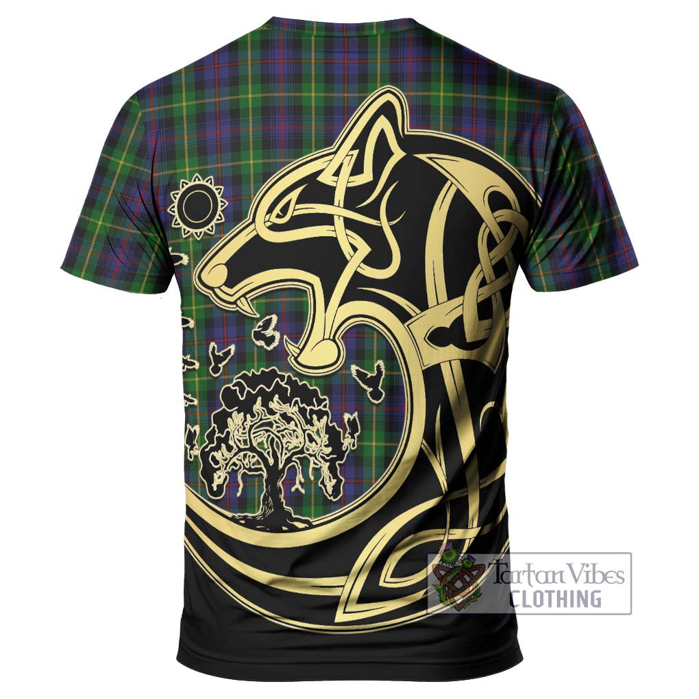 Farquharson Tartan T-Shirt with Family Crest Celtic Wolf Style - Tartan Vibes Clothing