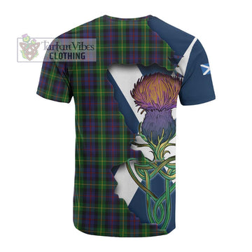 Farquharson Tartan Family Crest Cotton T-shirt Scottish Thistle Celtic Inspired