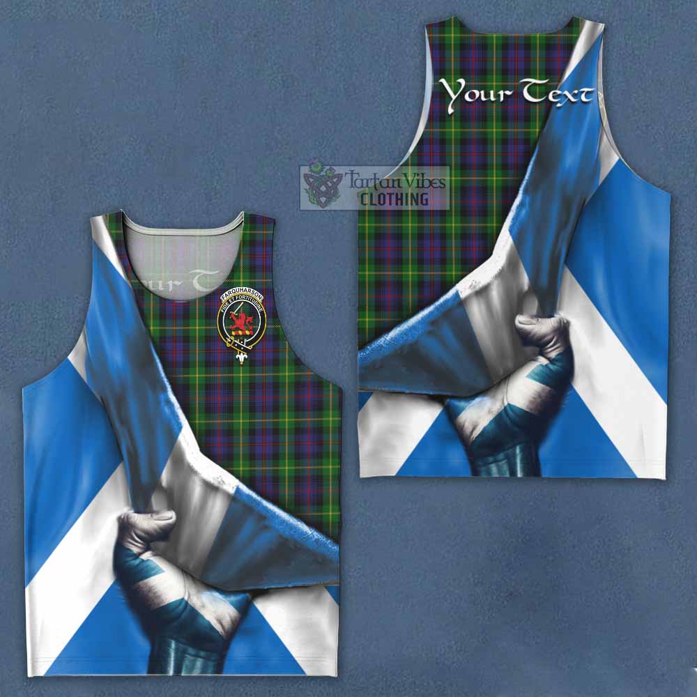 Tartan Vibes Clothing Farquharson Tartan Men's Tank Top with Family Crest Scotland Patriotic Style