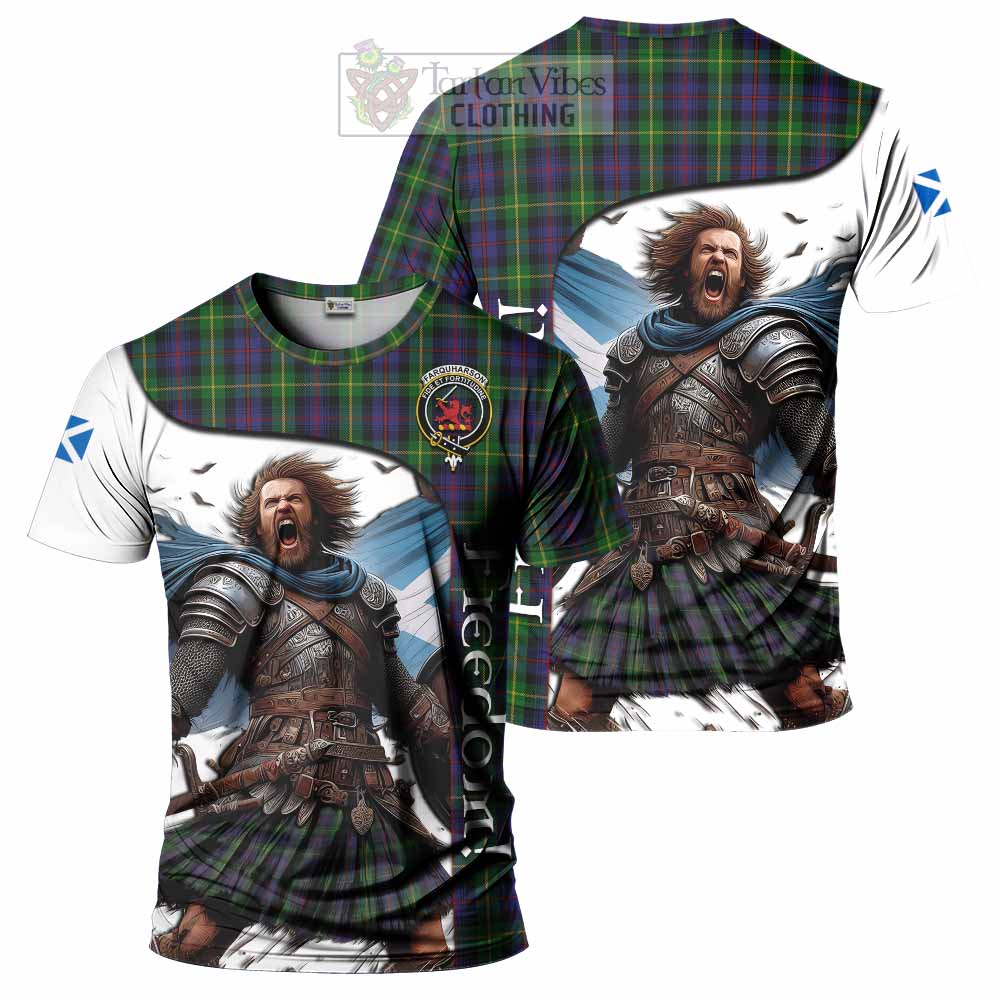 Farquharson Crest Tartan T-Shirt Inspired by the Freedom of Scottish Warrior