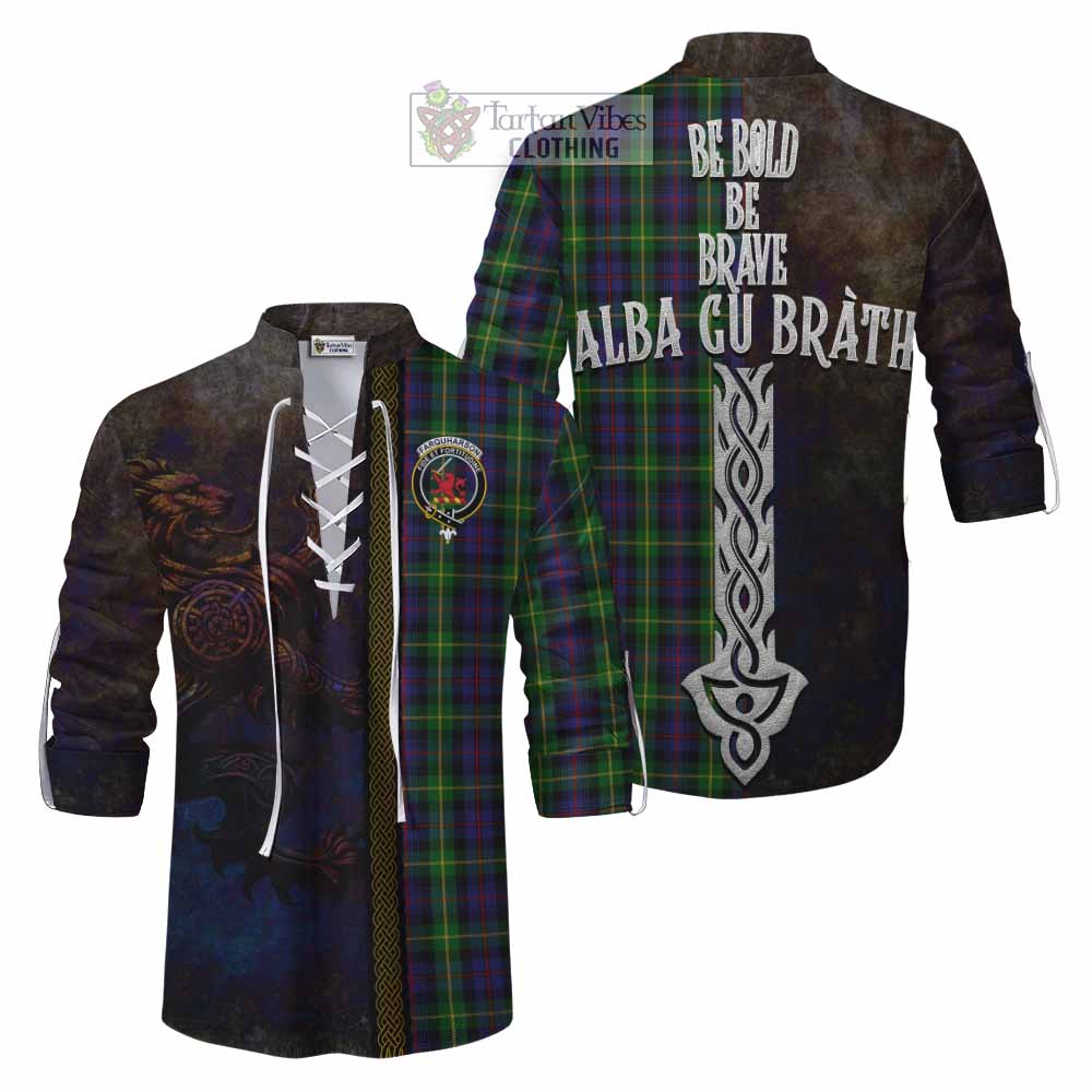 Tartan Vibes Clothing Farquharson Tartan Family Crest Ghillie Kilt Shirt Alba Gu Brath Be Brave Lion Ancient Style