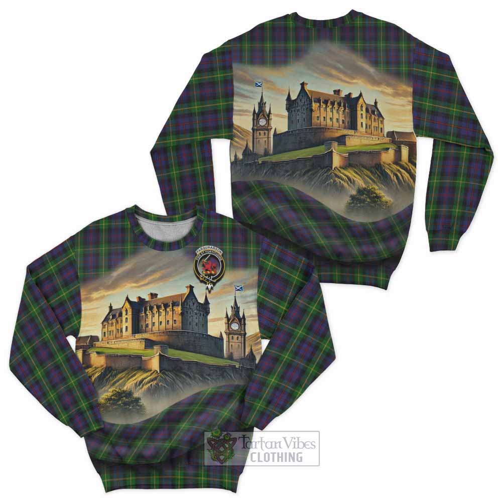 Tartan Vibes Clothing Farquharson Tartan Family Crest Sweatshirt with Scottish Ancient Castle Style