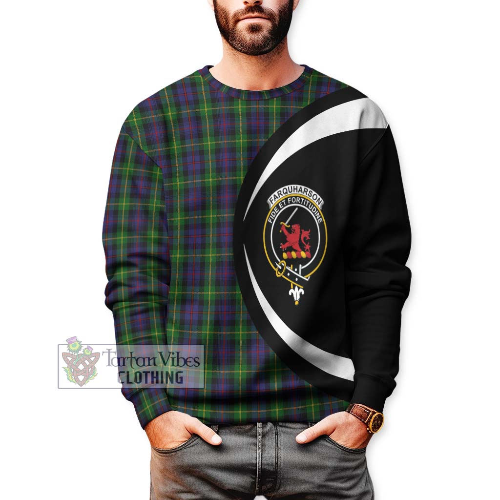 Farquharson Tartan Sweatshirt with Family Crest Circle Style - Tartan Vibes Clothing
