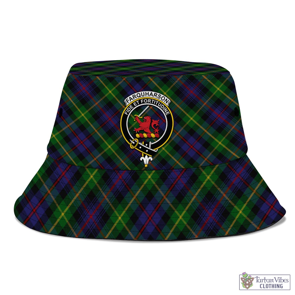 Tartan Vibes Clothing Farquharson Tartan Bucket Hat with Family Crest
