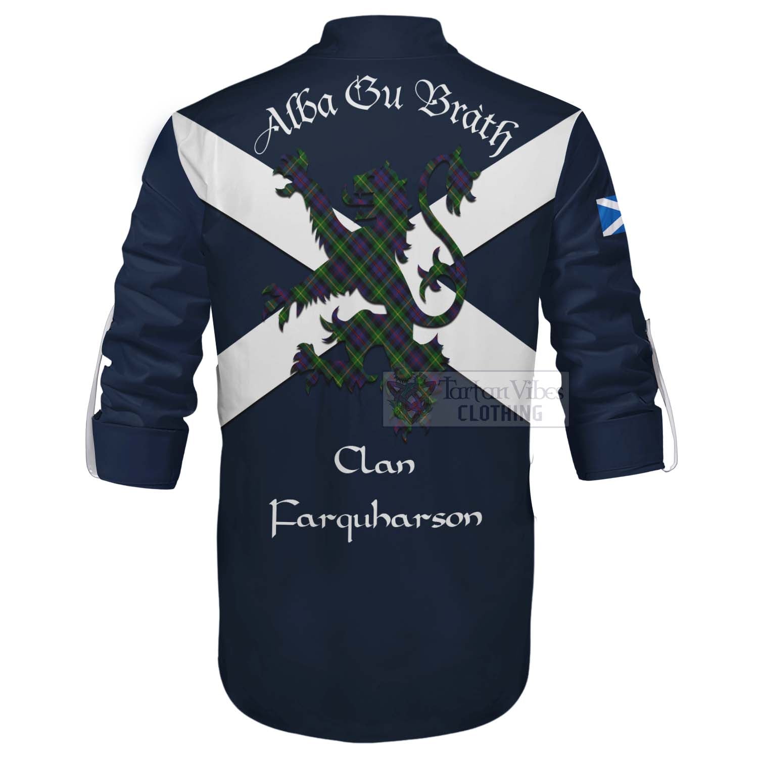 Tartan Vibes Clothing Farquharson Tartan Lion Rampant Ghillie Kilt Shirt Proudly Display Your Heritage with Alba Gu Brath and Clan Name