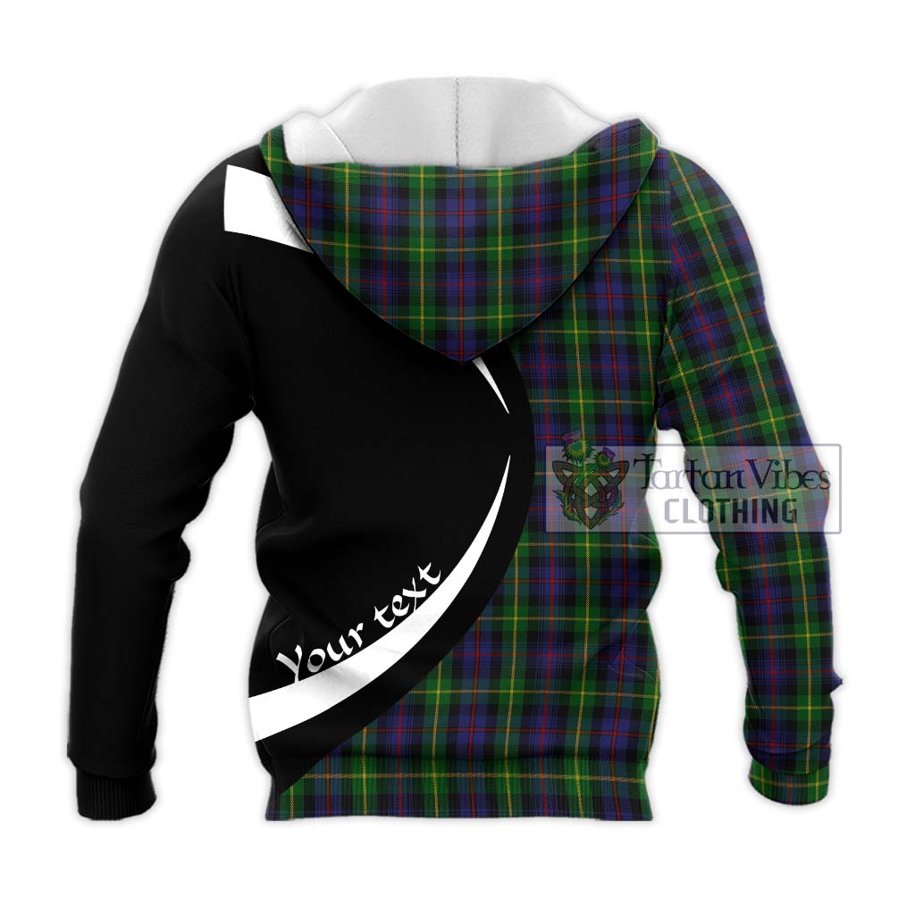 Farquharson Tartan Knitted Hoodie with Family Crest Circle Style - Tartan Vibes Clothing