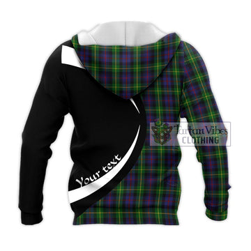 Farquharson Tartan Knitted Hoodie with Family Crest Circle Style - Tartan Vibes Clothing